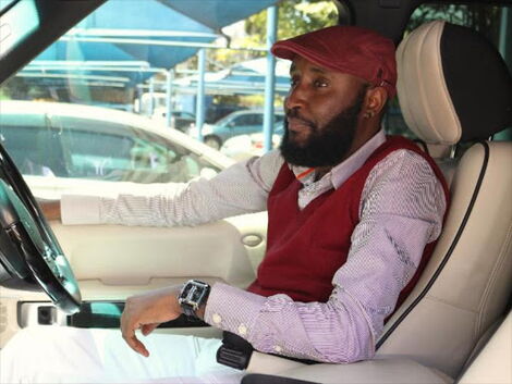 Media personality Shaffie Weru in his car