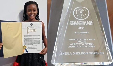 Sheila Sheldon with her Nina Simone Global Award on March 8, 2021