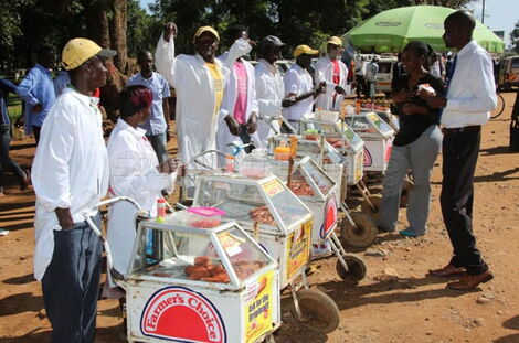 File image of smokie vendors lined up at a bus terminus
