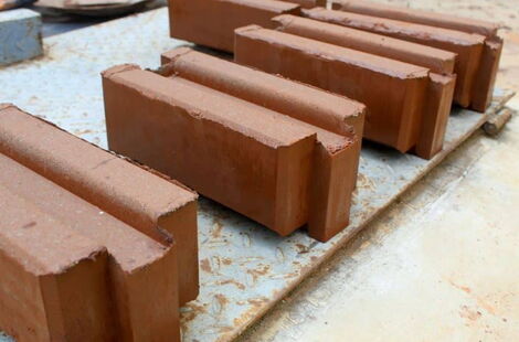 Some of the blocks made through the Interlocking Stabilised Soil Block (ISSB) technology.