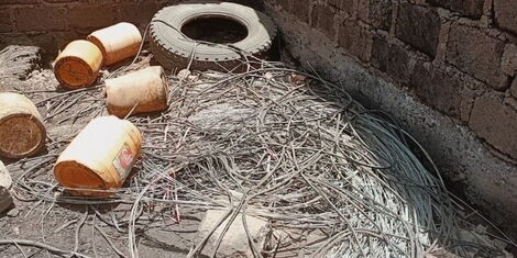 Some of the electricity cables recovered at a home in Juja on Sunday, March 6, 2022.