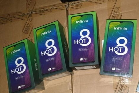Some of the stolen mobile phones recovered by the DCI on April 13, 2020.