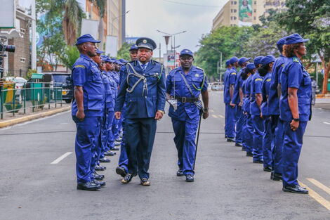 Governor Mike Sonko inspects a guard of honour outside City Hall on October 20, 2020