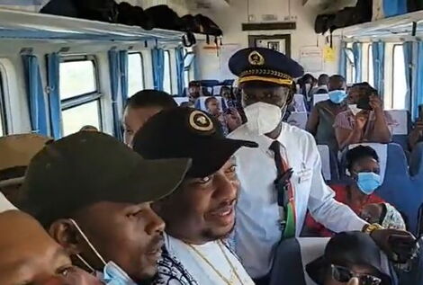 Former Nairobi Governor Mike Sonko in the Madaraka Express on Saturday, December 11, 2021.