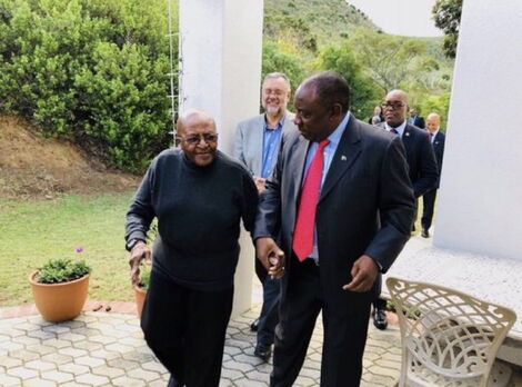 South African President Cyril Ramaphosa with Archbishop Emeritus Desmond Tutu