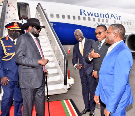 South Sudan President Salva Kiir arriving at JKIA ahead of presidential inauguration on Monday, September 13, 2022