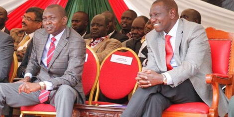 Kapseret MP Oscar Sudi (Left) and Deputy President William Ruto during a fundraising event in Eldoret in July 2017.