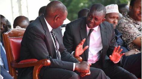 File image of Kapseret MP Oscar Sudi speaking to Deputy President William Ruto