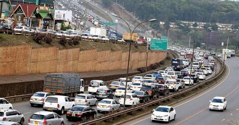 File photo of vehicles on Thika Super Highway