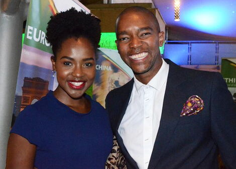 Switch TV host Joyce Omondi (left) and her husband Waihiga Mwaura.