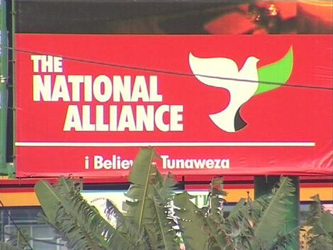 A banner of the defunct President Uhuru Kenyatta's The National Alliance Party.