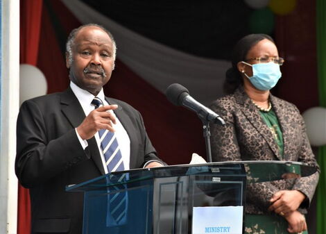 Taskforce on Mental Health in Kenya co-chairs Dr Frank Njenga and Health PS Susan Mochache during the handover of their report at Afya House, Nairobi, on Tuesday, July 7, 2020.