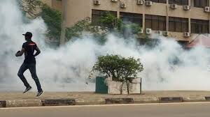 Teargas cannisters lodged at Nigerian protesters in Abuja.