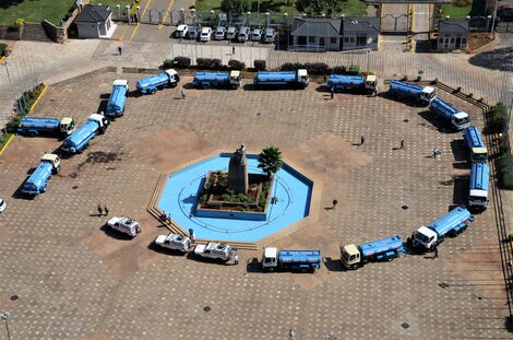 The 22 NMS branded Water Bowsers and 5 Ambulances for use in serving Nairobians that were flagged off by President Uhuru Kenyatta on June 30, 2020.