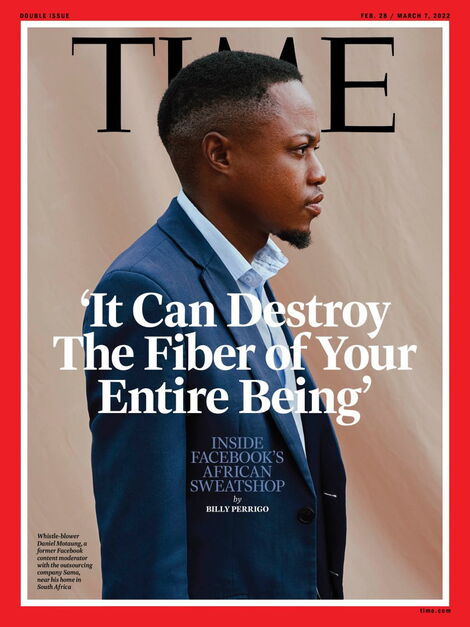 The February 28, 2022, Time Magazine Cover featuring Daniel Motaung.
