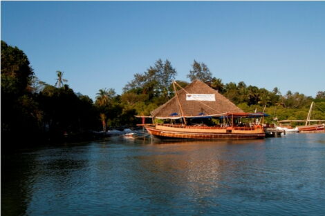 The Moorings Restaurant and its Dhow located along Mtwapa Creek