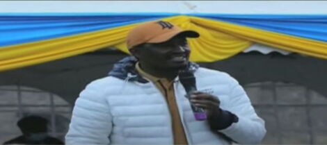 The Service Party of Kenya (TSP) Party Leader Mwangi Kiunjuri Addressing A Crowd On Sunday, August 8, 2021.