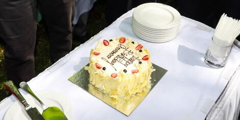 The cake presented to Nairobi Governor Johnson Sakaja on Thursday, February 2, 2023