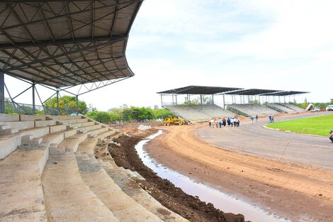 The new Jomo Kenyatta International Stadium under construction in Kisumu County