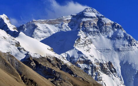The tip of Mt Everest, the world's tallest mountain