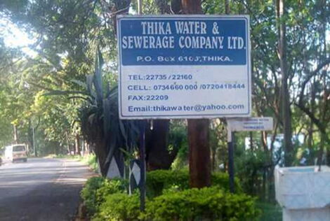 Sign leading to Thika Water and Sewerage Company (THIWASCO) offices
