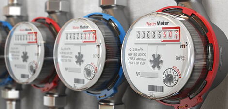 A file image of three water meters installed on a building
