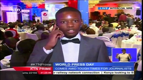 KTN News Presenter Timothy Otieno providing coverage of a past event in Nairobi