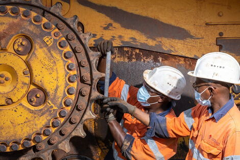 Engineers working at Base Titanium in Kwale County