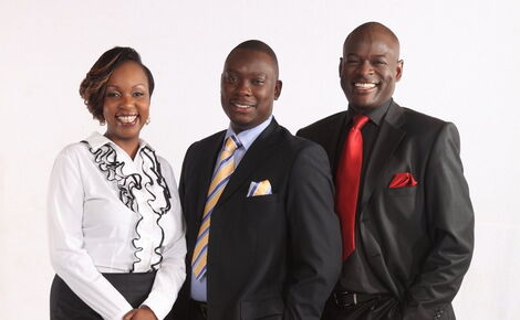 Former Citizen TV news anchors Belinda Obura (left), Michael Njenga and Tom Mboya.
