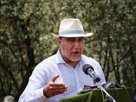 Former Tourism Cabinet Secretary Najib Balala during a visit to Maasai Mara on February 19, 2021