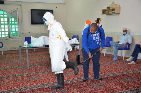Training for volunteers on handling deceased Covid-19 victims at Jamia Mosque Nairobi. 4th April 2020.
