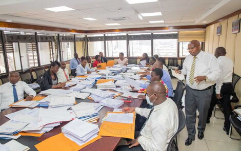 Treasury officials during a meeting in Nairobi ahead of the National Budget reading