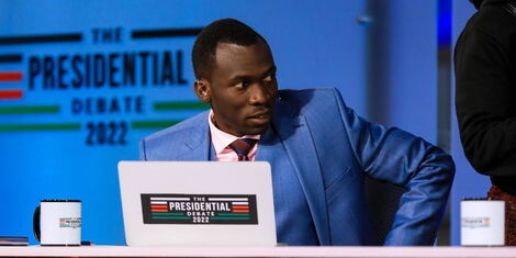 Citizen TV anchor Trevor Ombija moderating the Deputy Presidential Debate panel on Tuesday July 19, 2022