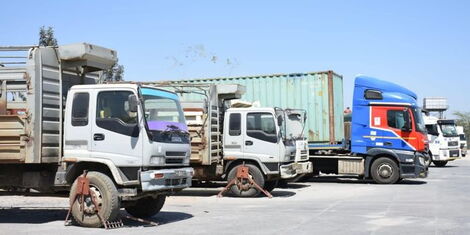Trucks detained by Kenha at Mlolongo Weighbridge on January 30, 2023