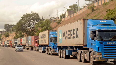 Trucks along the Northern Corridor highway from Mombasa to Malaba