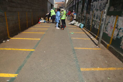 Turkana Lane near Bus Station undergoing paint works before being assigned to hawkers