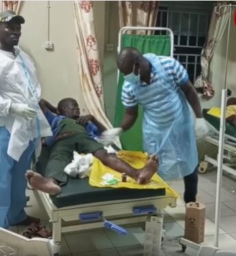 Turkana accident Survivor Benjamin Mario at Lodwar County and Referral Hospital, on Sunday, February 5