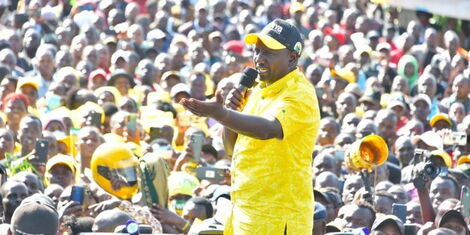 UDA presidential candidate William Ruto speaking during a rally in Kesses, Uasin Gishu on Monday, July 25, 2022..jpg