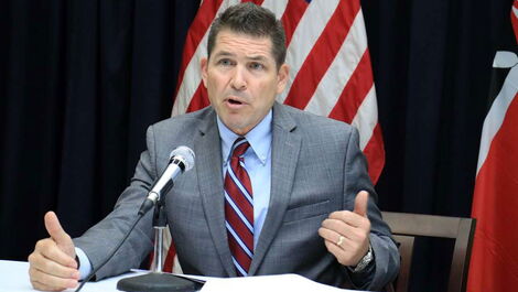 US. Ambassador to Kenya Kyle McCarter during a past press briefing at the US Embassy, Nairobi on May 2, 2019.