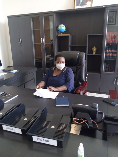 Uganda's Prime Minister Robinah Nabbanja in her office on June 22, 2021.