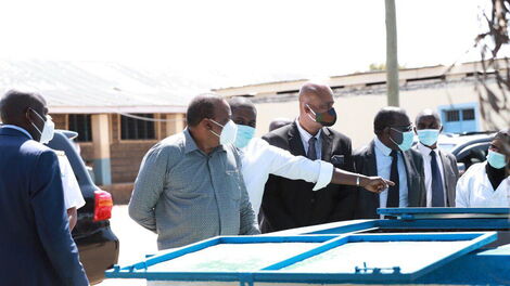 President Uhuru Kenyatta, Nairobi Senator Johnson Sakaja and General Mohamed Badi tour Nairobi Metropolitan Services's projects in Nairobi's informal settlements on Tuesday, June 30, 2020