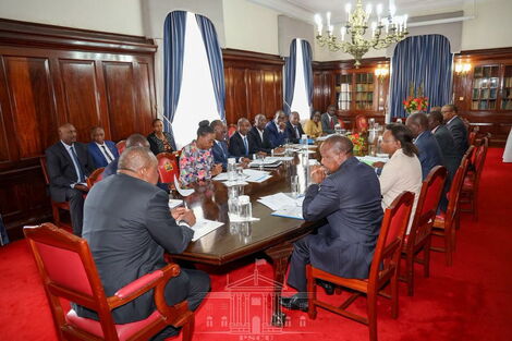 A photo of President Uhuru Kenyatta when he chaired a meeting with the National Emergency Response Committee on Coronavirus on Thursday, March 12, 2020.