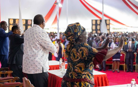 Uhuru Kenyatta at State House during a prayer meeting with religious leaders from Central Kenya on Friday, July 8, 2022.