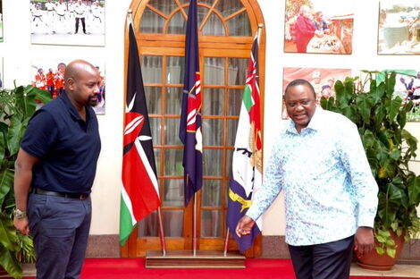 Former President Uhuru Kenyatta and Muhoozi Kainerugaba.