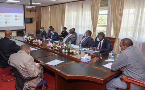President Uhuru Kenyatta chairs a board meeting of Nairobi Metropolitan Services members led by Director-General Mohamed Abdi. Nairobi Senator Johnson Sakaja was in attendance on Tuesday, June 30, 2020
