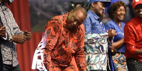 President Uhuru Kenyatta dancing at Jubilee NDC at the Kenya International Convention Centre (KICC) on Saturday, February 26, 2022