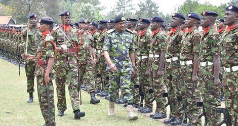 President Uhuru Kenyatta inspects a guard of honour at Lanet Barracks in Nakuru County
