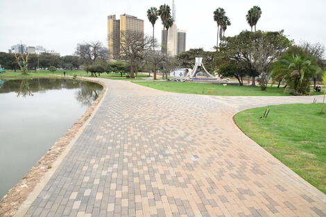 An image of a refurbished footpath at Uhuru park.