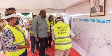 President Uhuru Kenyatta inspects the Mwea Irrigation project on Monday, October 19.