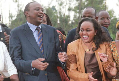President Uhuru Kenyatta and Kirinyaga Governor Anne Waiguru during her homecoming ceremony at Kiamugumo Secondary School in 2014.